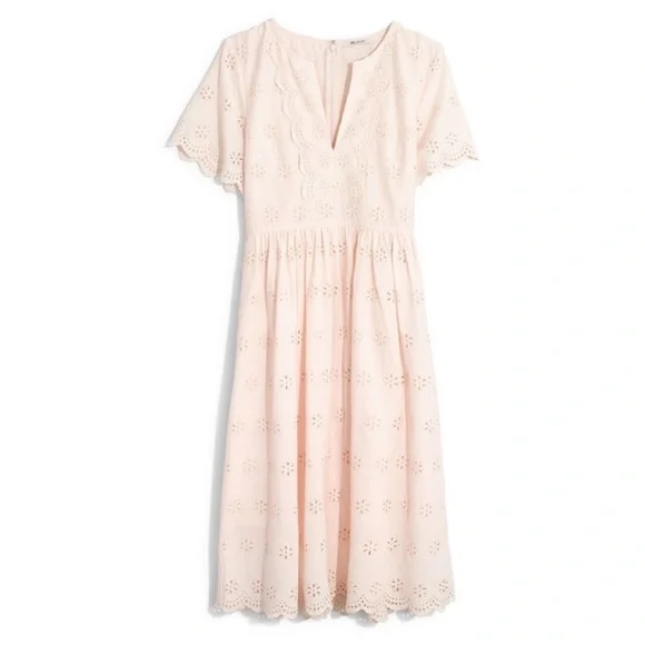 NWT Madewell Scalloped Eyelet Midi Dress - Picture 2 of 12